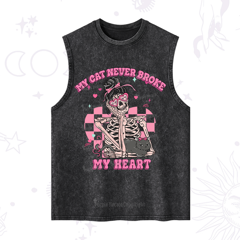 Purplehecate My Cat Never Broke My Heart Valentine Washed Tank