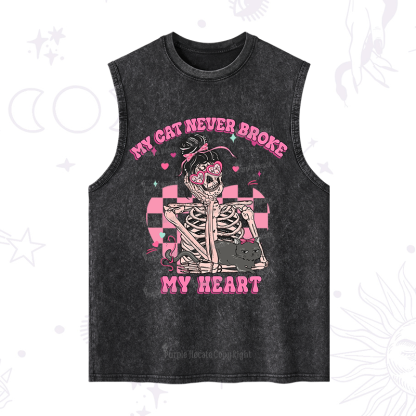 Purplehecate My Cat Never Broke My Heart Valentine Washed Tank