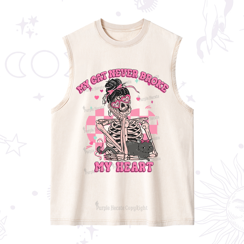 Purplehecate My Cat Never Broke My Heart Valentine Washed Tank