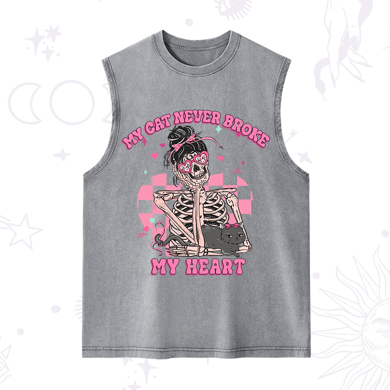 Purplehecate My Cat Never Broke My Heart Valentine Washed Tank
