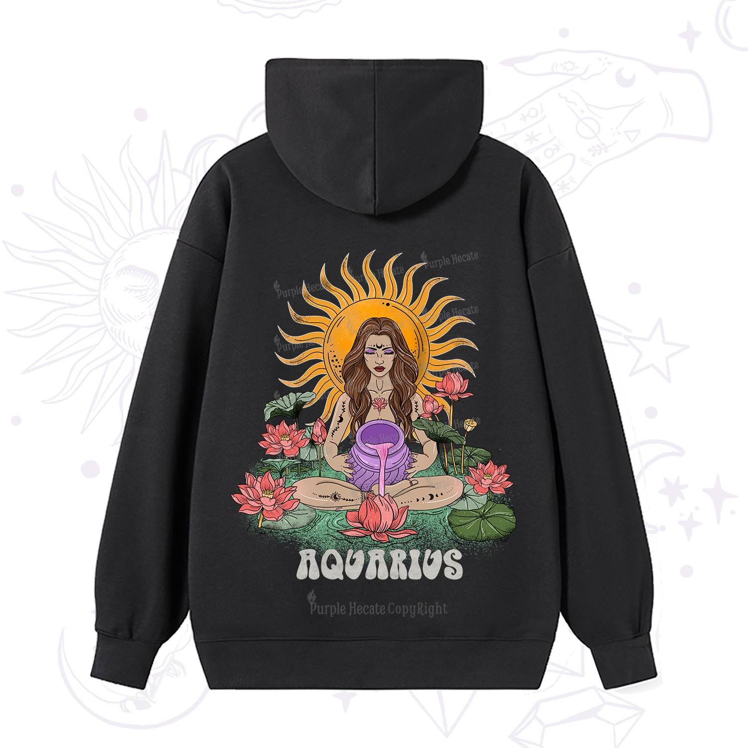 Purplehecate Sun Guardian Of Aquarius Zodiac Hoodie