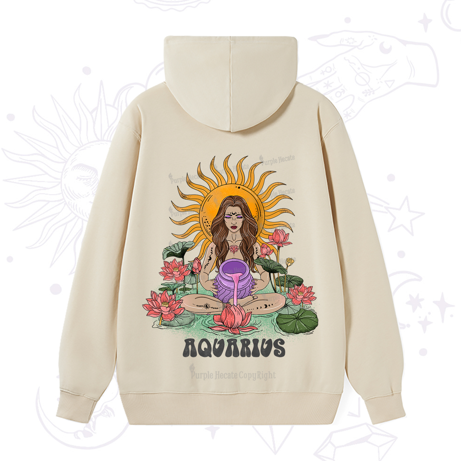 Purplehecate Sun Guardian Of Aquarius Zodiac Hoodie