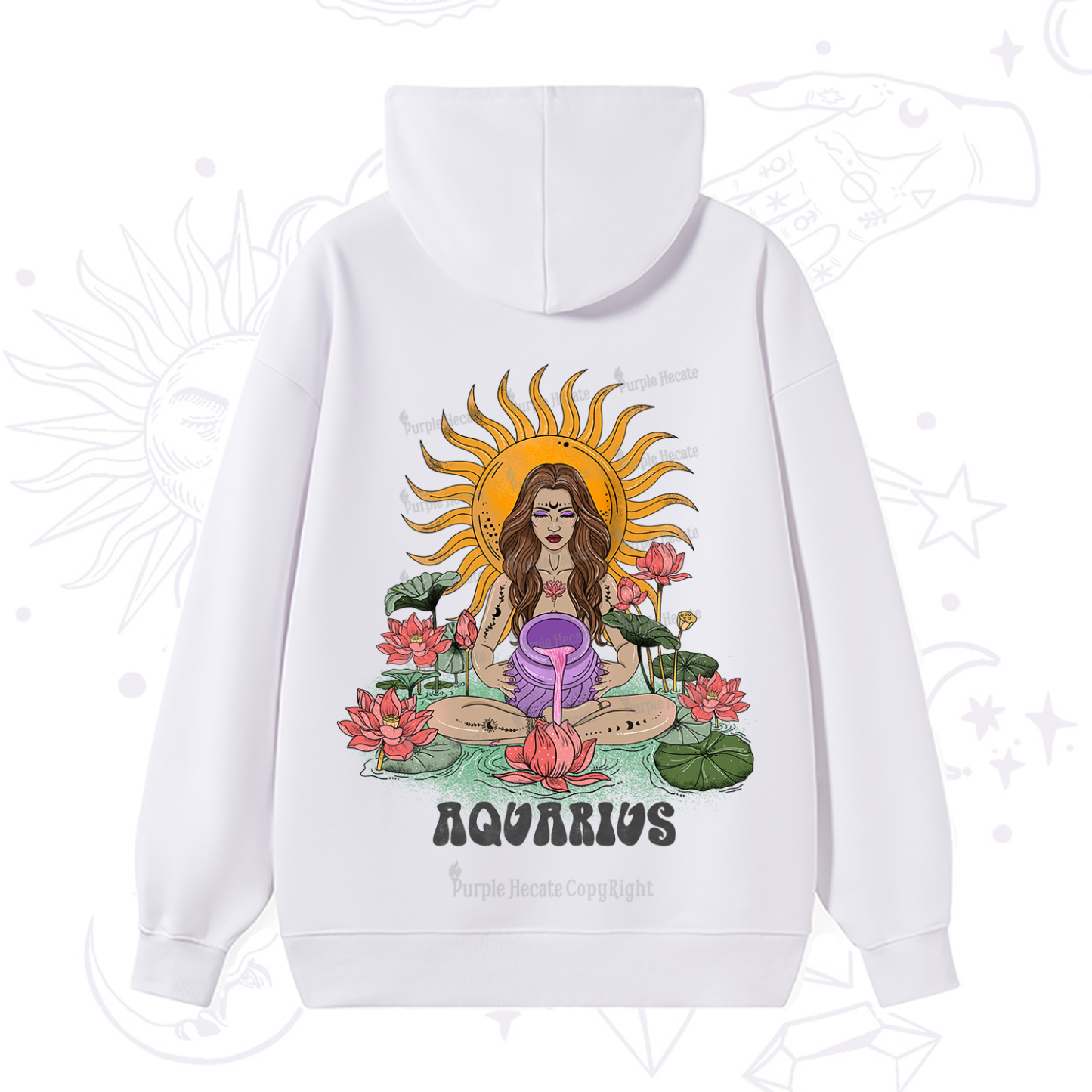 Purplehecate Sun Guardian Of Aquarius Zodiac Hoodie