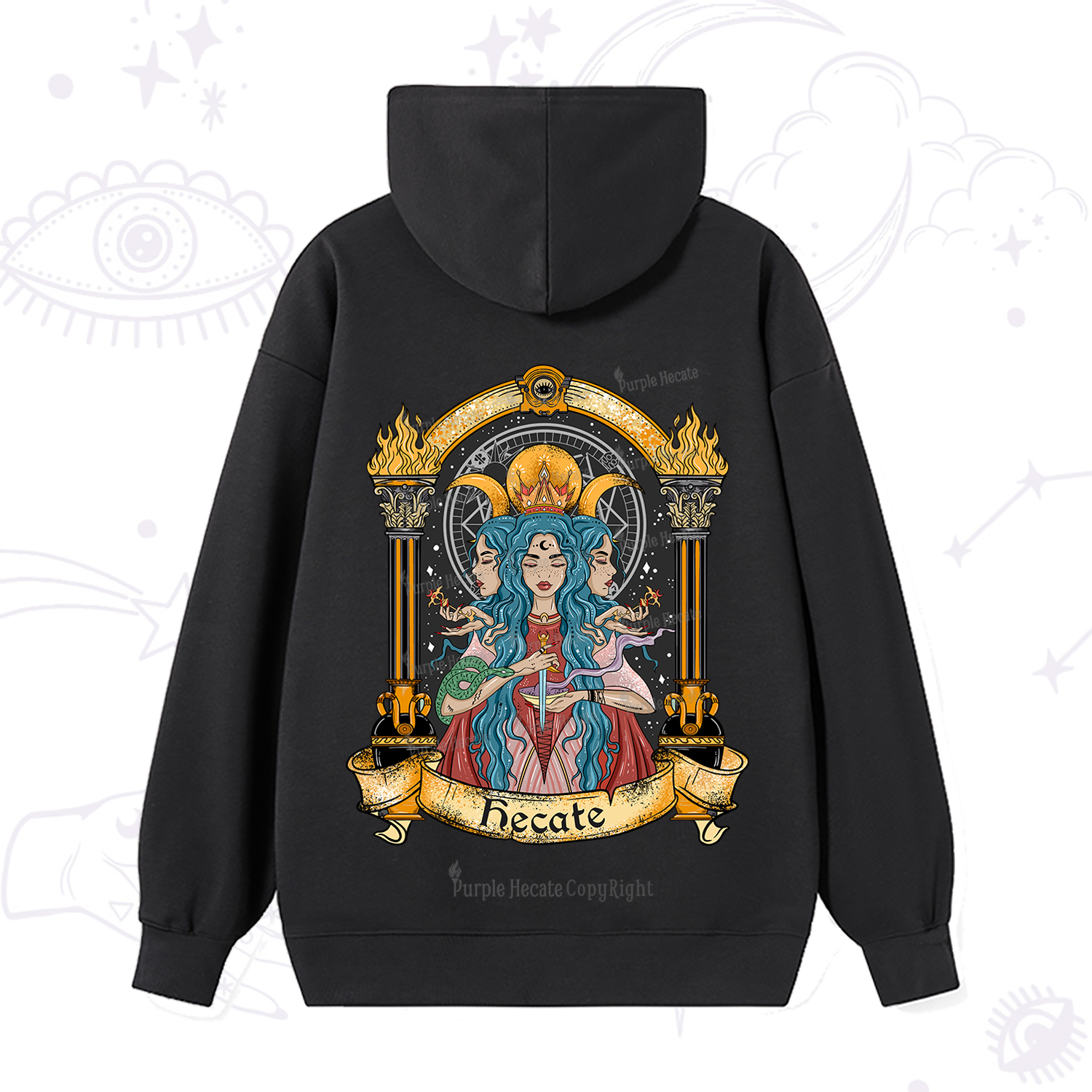 Purplehecate Triple Moon Goddess Hecate Hoodie