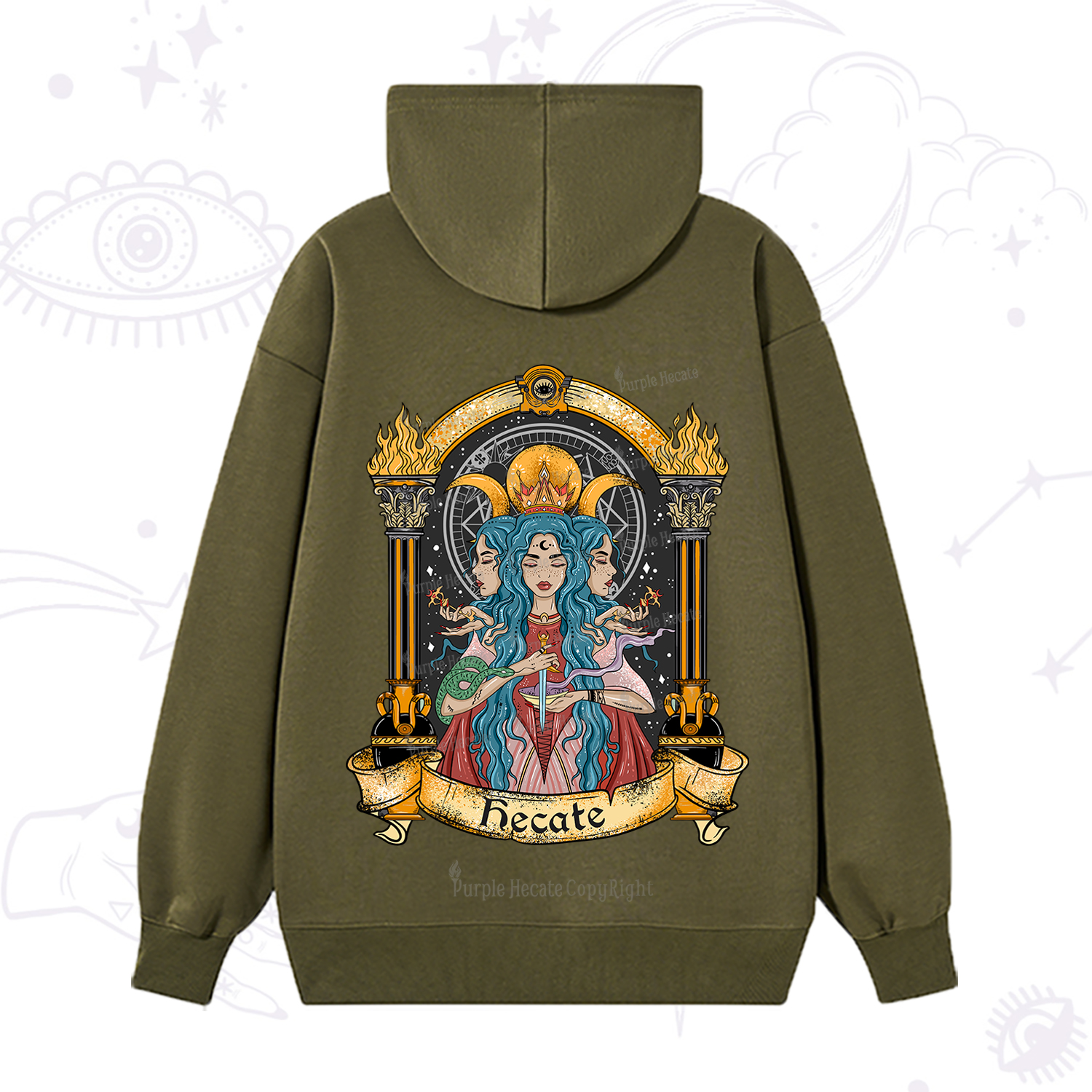 Purplehecate Triple Moon Goddess Hecate Hoodie