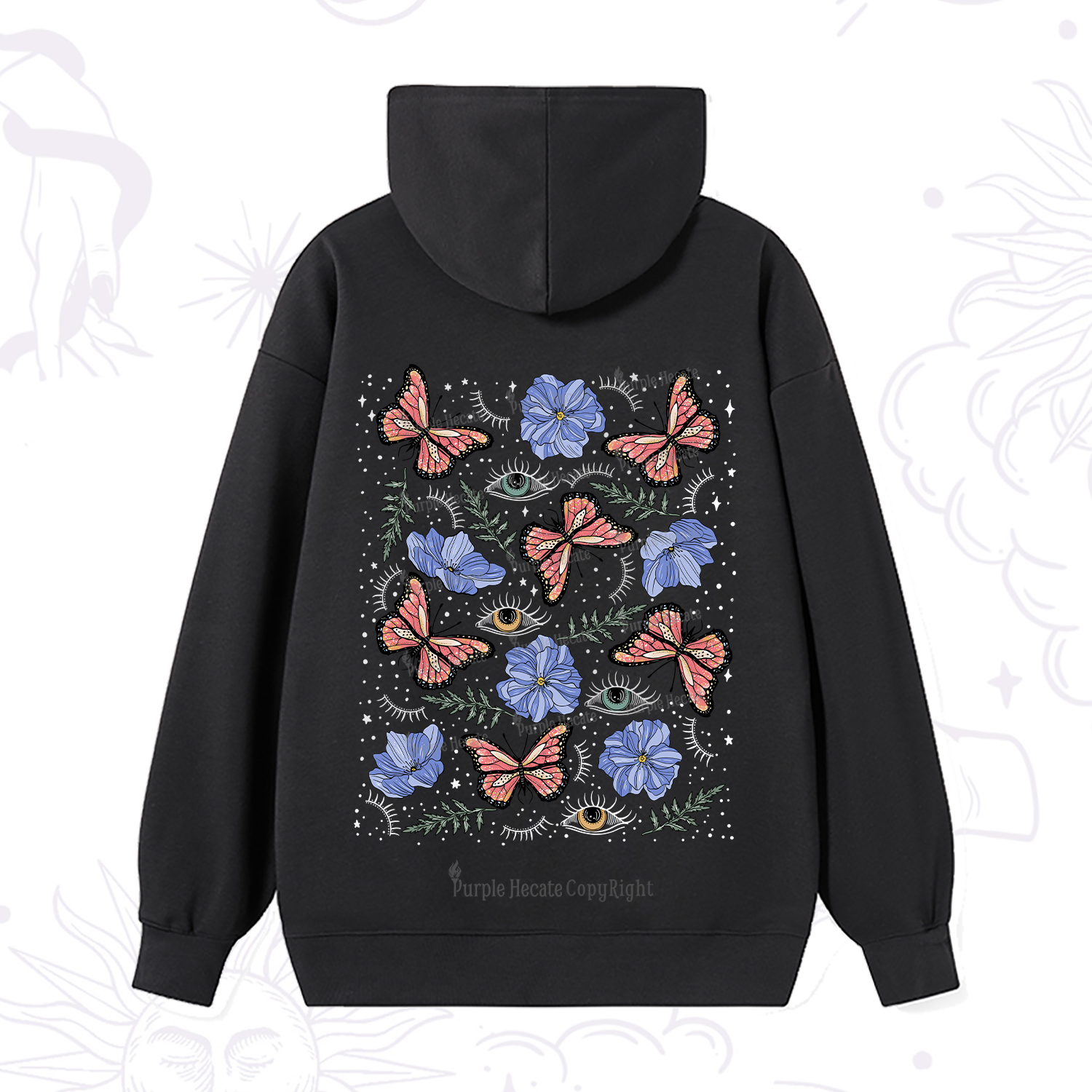 Purplehecate Butterfly Floral Hoodie