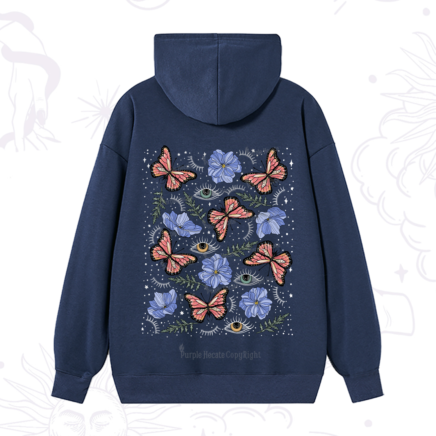 Purplehecate Butterfly Floral Hoodie