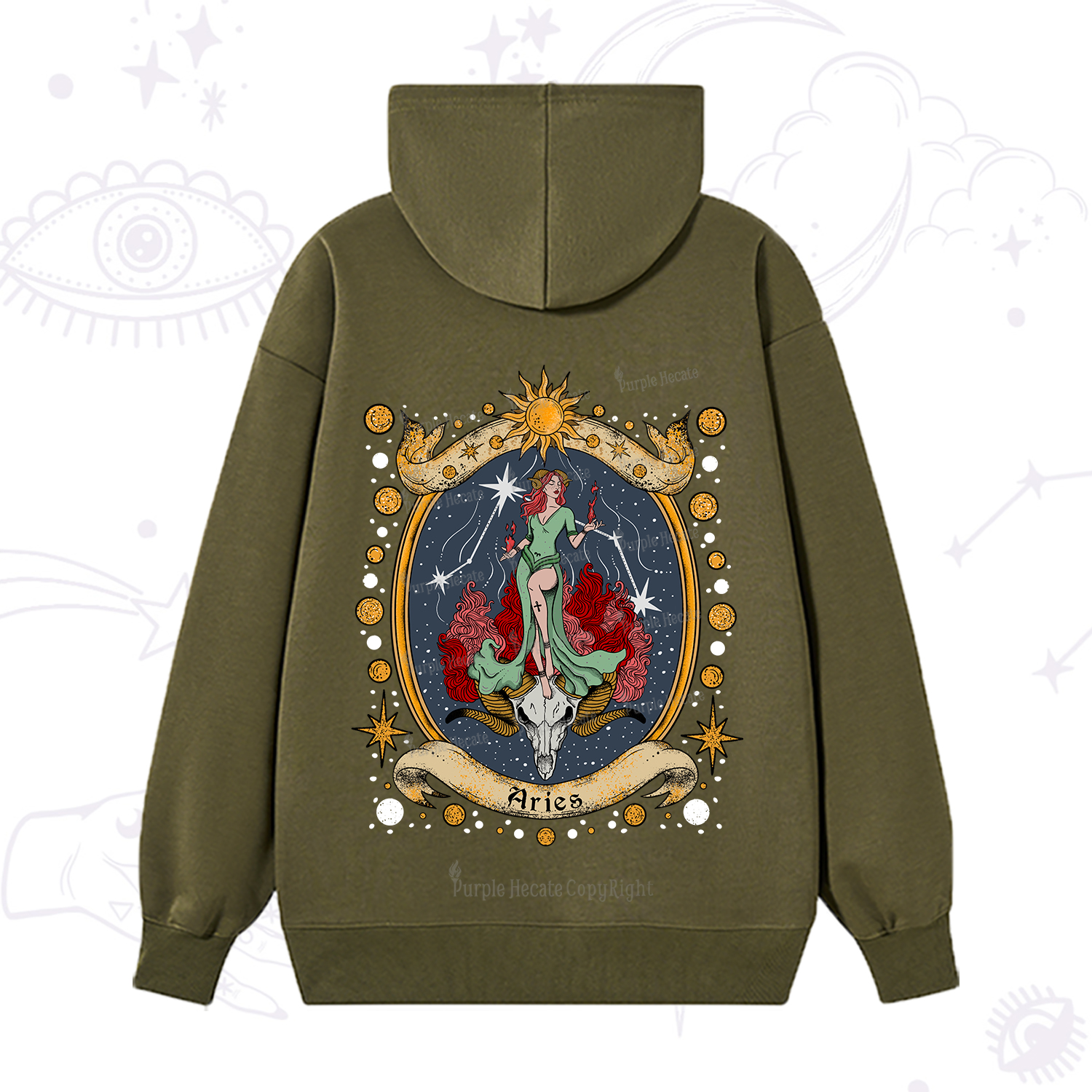 Purplehecate Celestial Aries Zodiac Hoodie