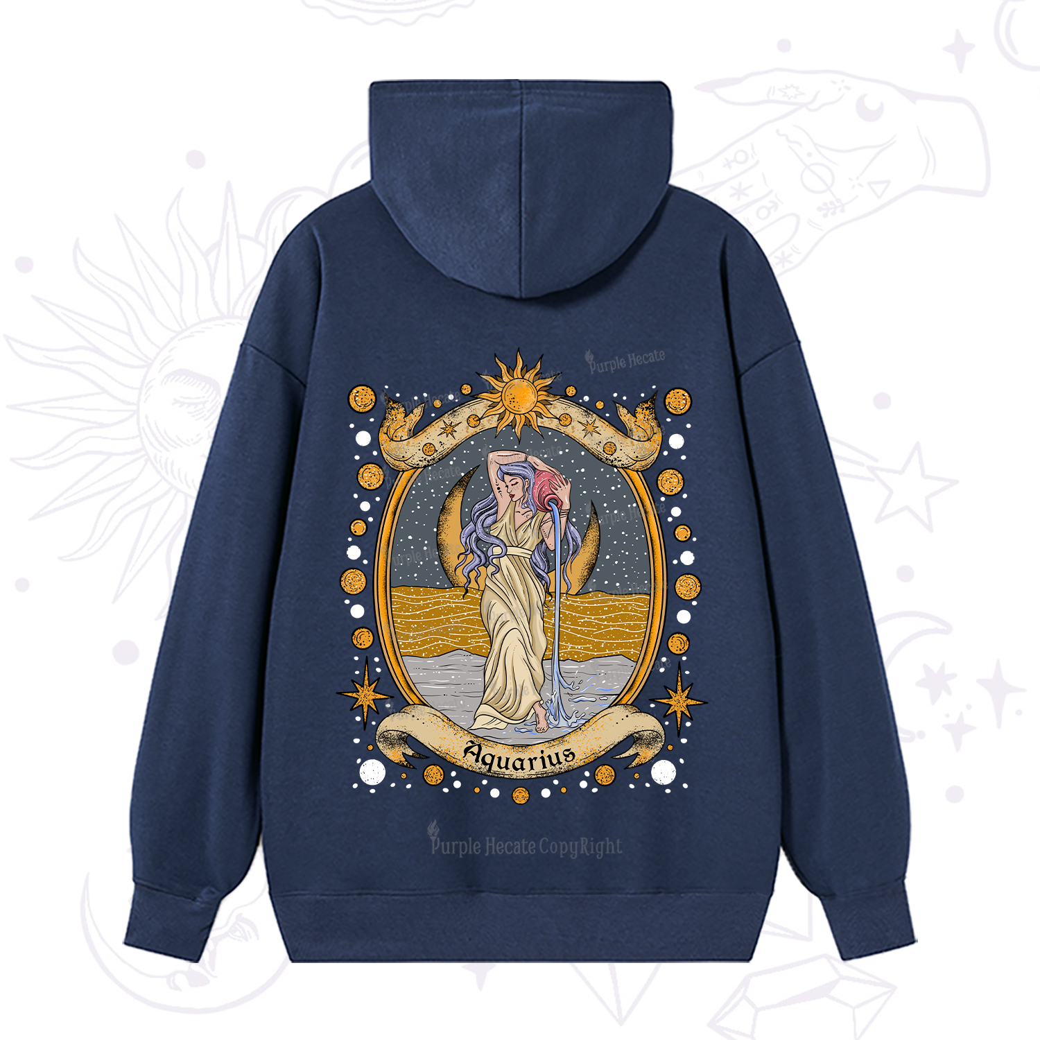 Purplehecate Celestial Aquarius Zodiac Hoodie