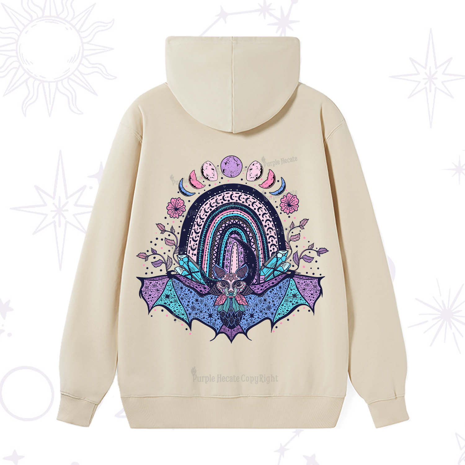 Purplehecate Moon Phase Bat Hoodie
