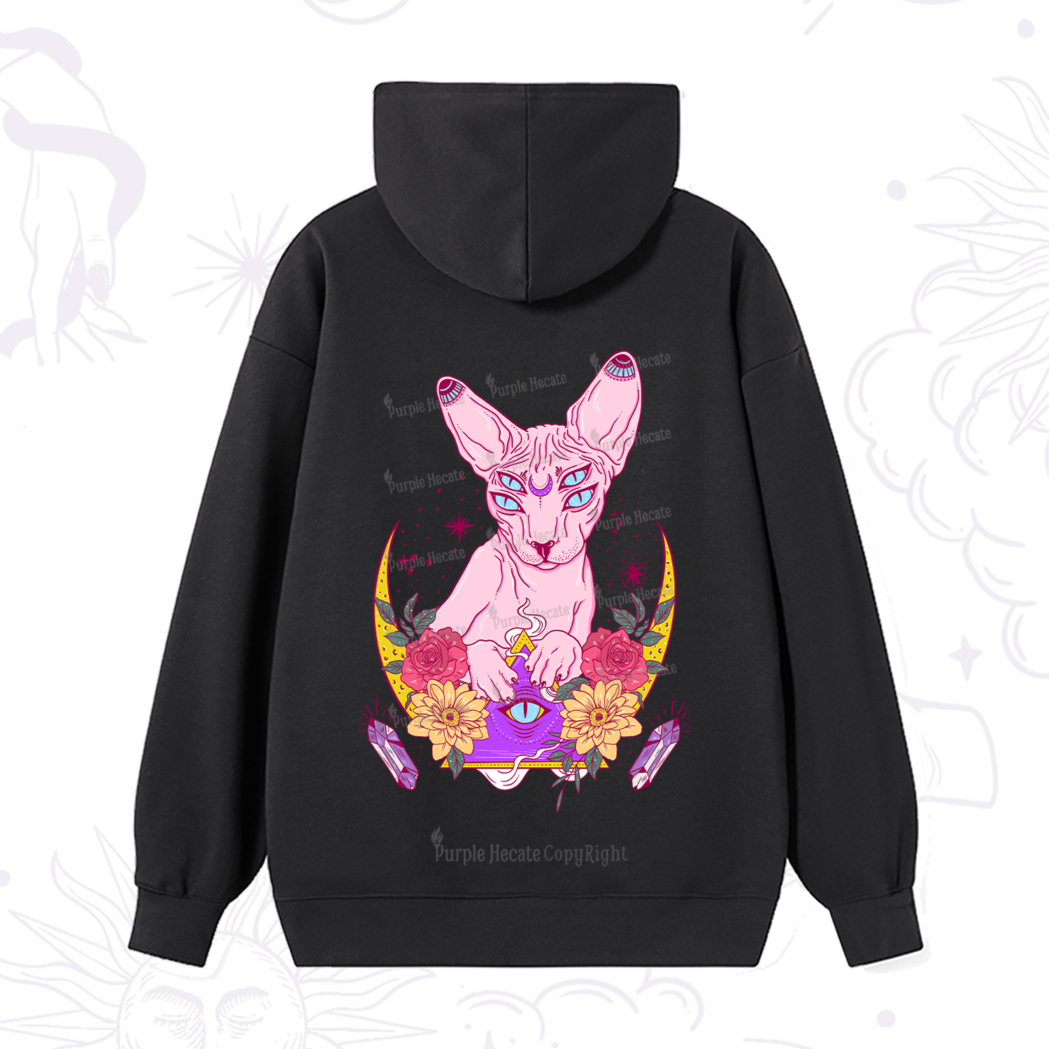 Purplehecate Moon Phase Cat Hoodie