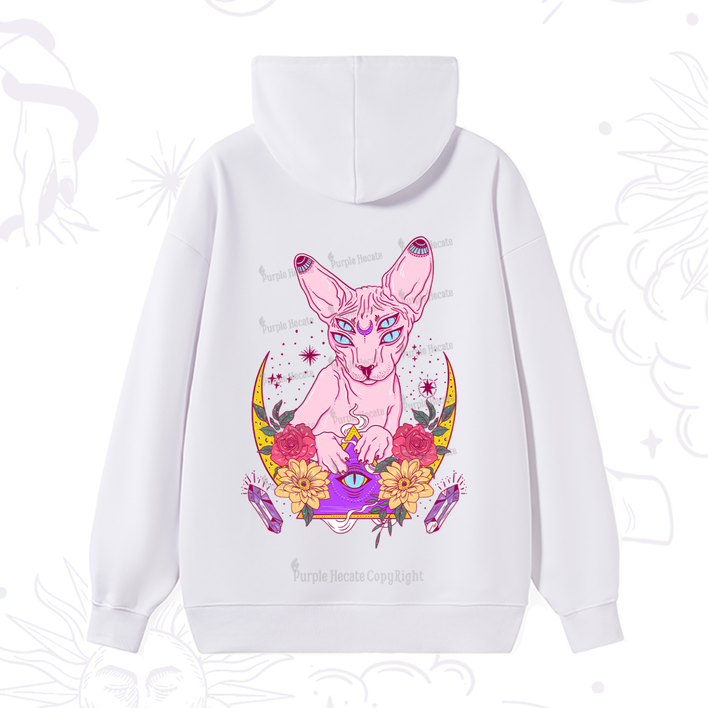 Purplehecate Moon Phase Cat Hoodie