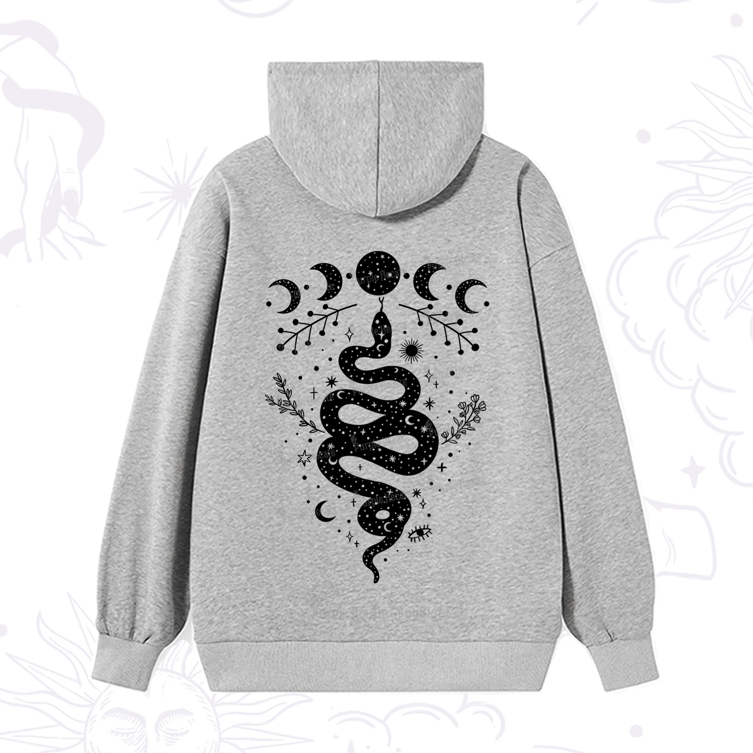 Purplehecate Snake And Moon Phase Comfort Hoodie