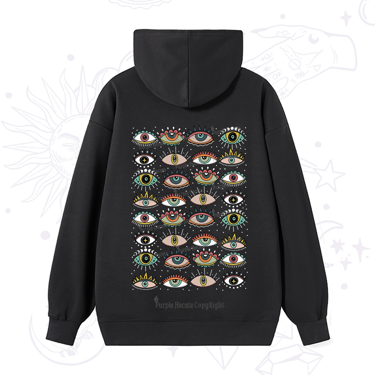Purplehecate Evil Eye Pattern Hoodie
