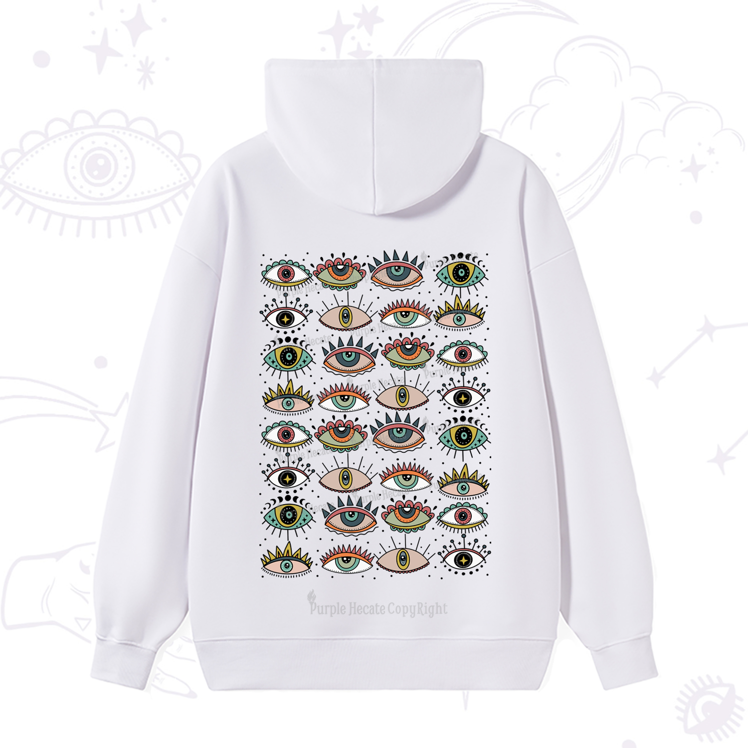 Purplehecate Evil Eye Pattern Hoodie