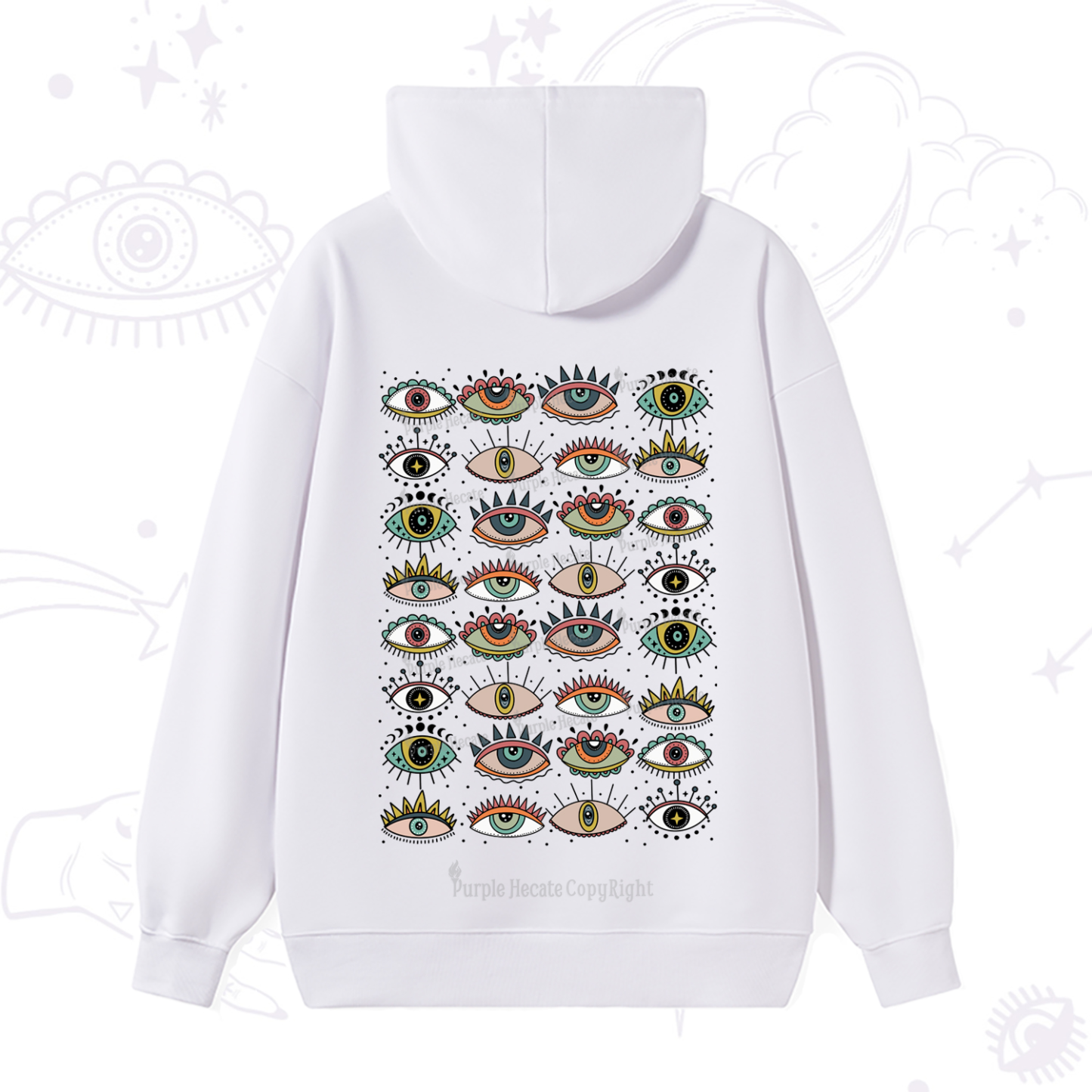 Purplehecate Evil Eye Pattern Hoodie