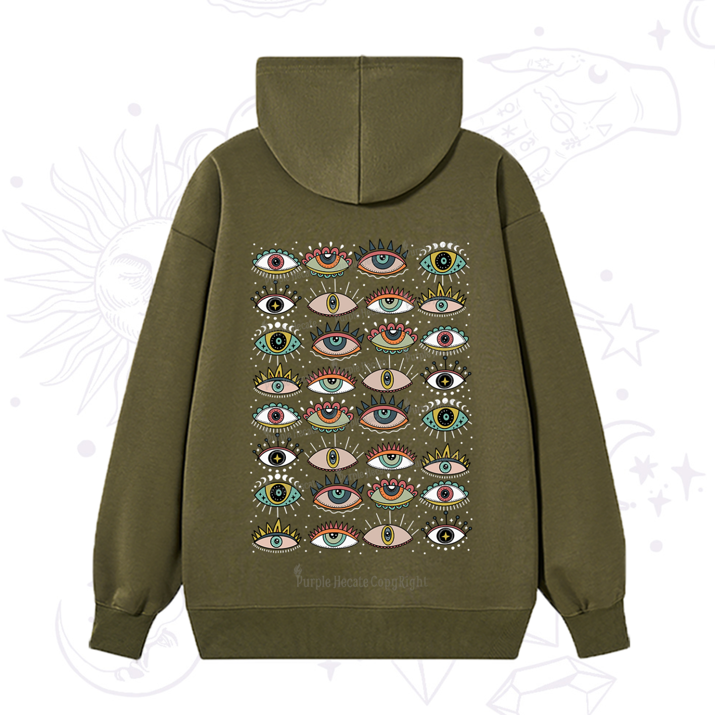 Purplehecate Evil Eye Pattern Hoodie