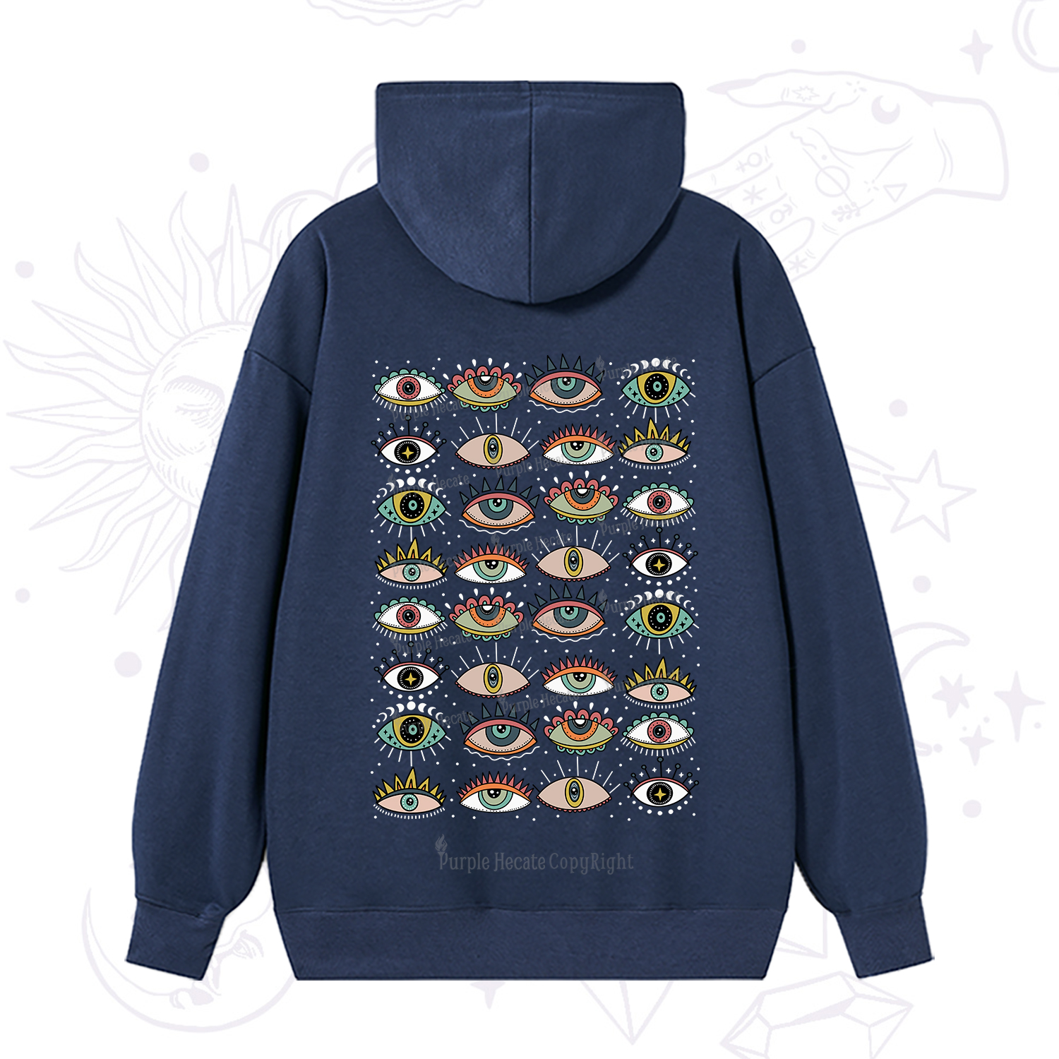 Purplehecate Evil Eye Pattern Hoodie