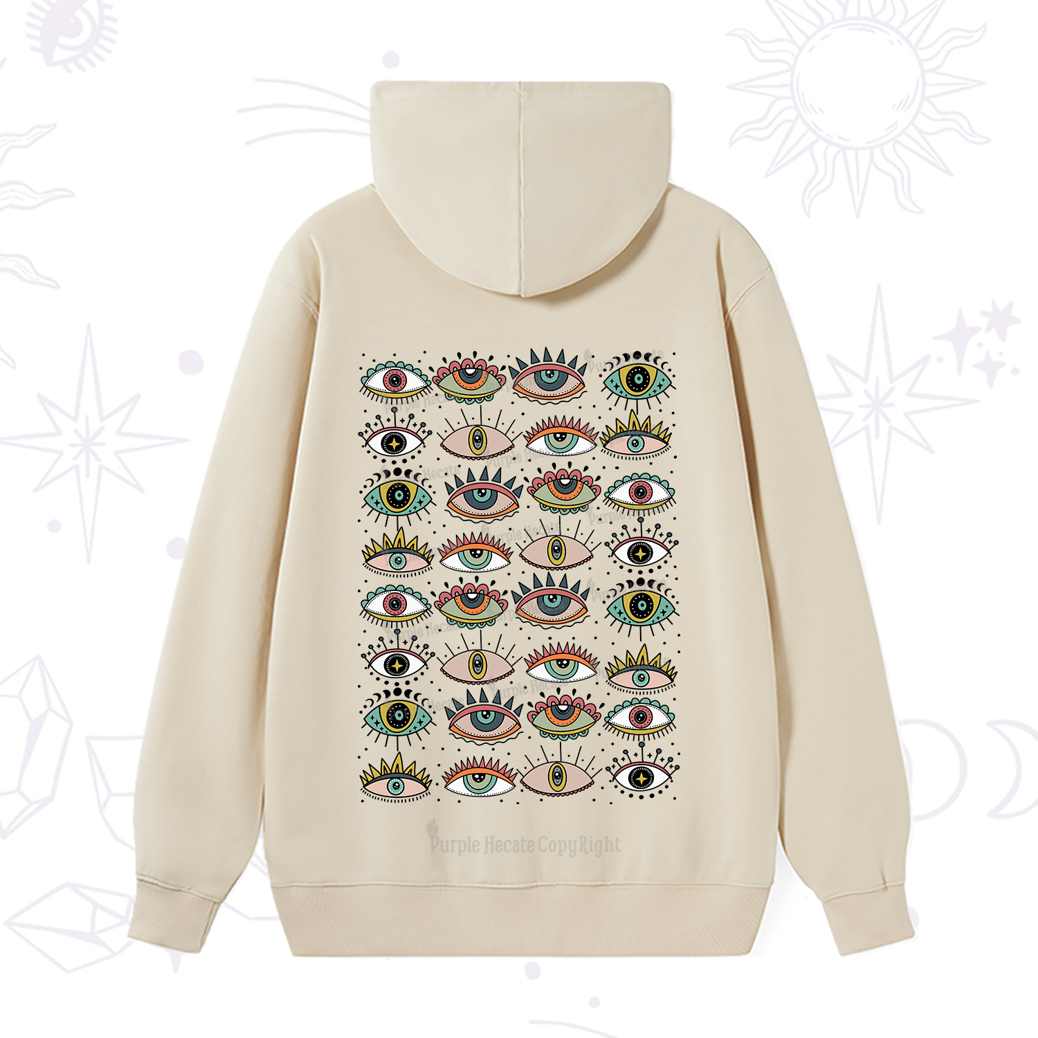 Purplehecate Evil Eye Pattern Hoodie