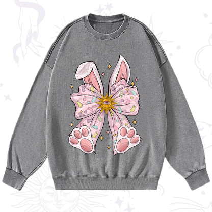Purplehecate Mystical Bunny Bow Easter Washed Sweatshirt