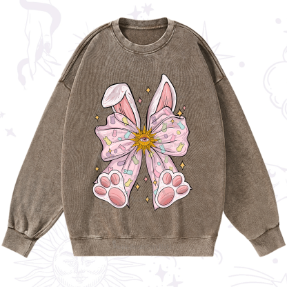 Purplehecate Mystical Bunny Bow Easter Washed Sweatshirt