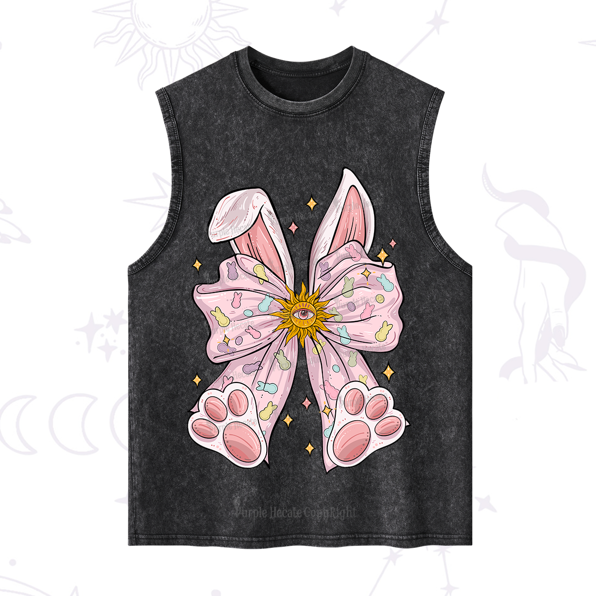 Purplehecate Mystical Bunny Bow Easter Washed Tank