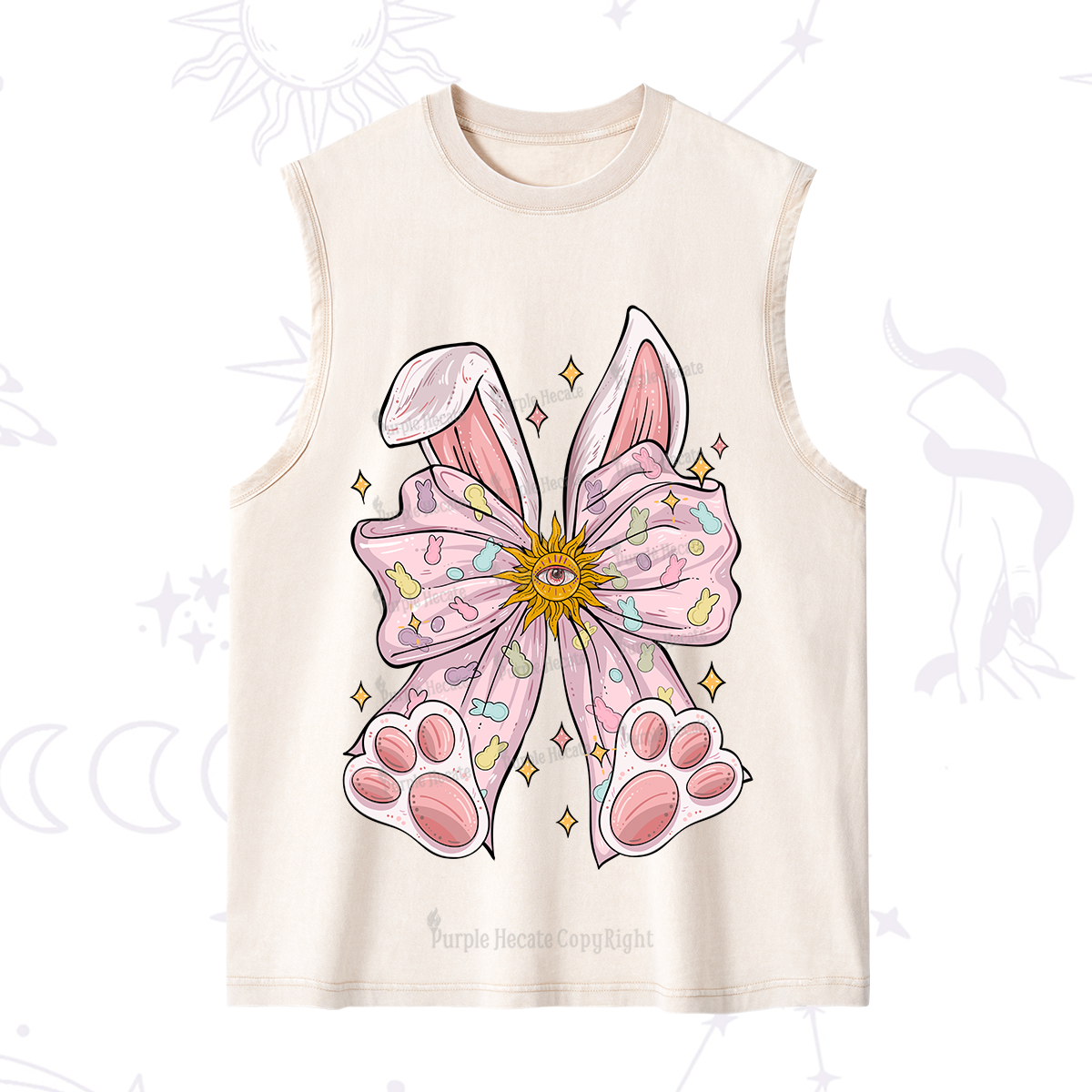 Purplehecate Mystical Bunny Bow Easter Washed Tank
