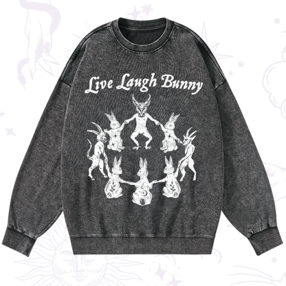 Purplehecate Live Laugh Bunny Washed Sweatshirt