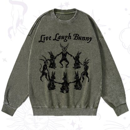 Purplehecate Live Laugh Bunny Washed Sweatshirt