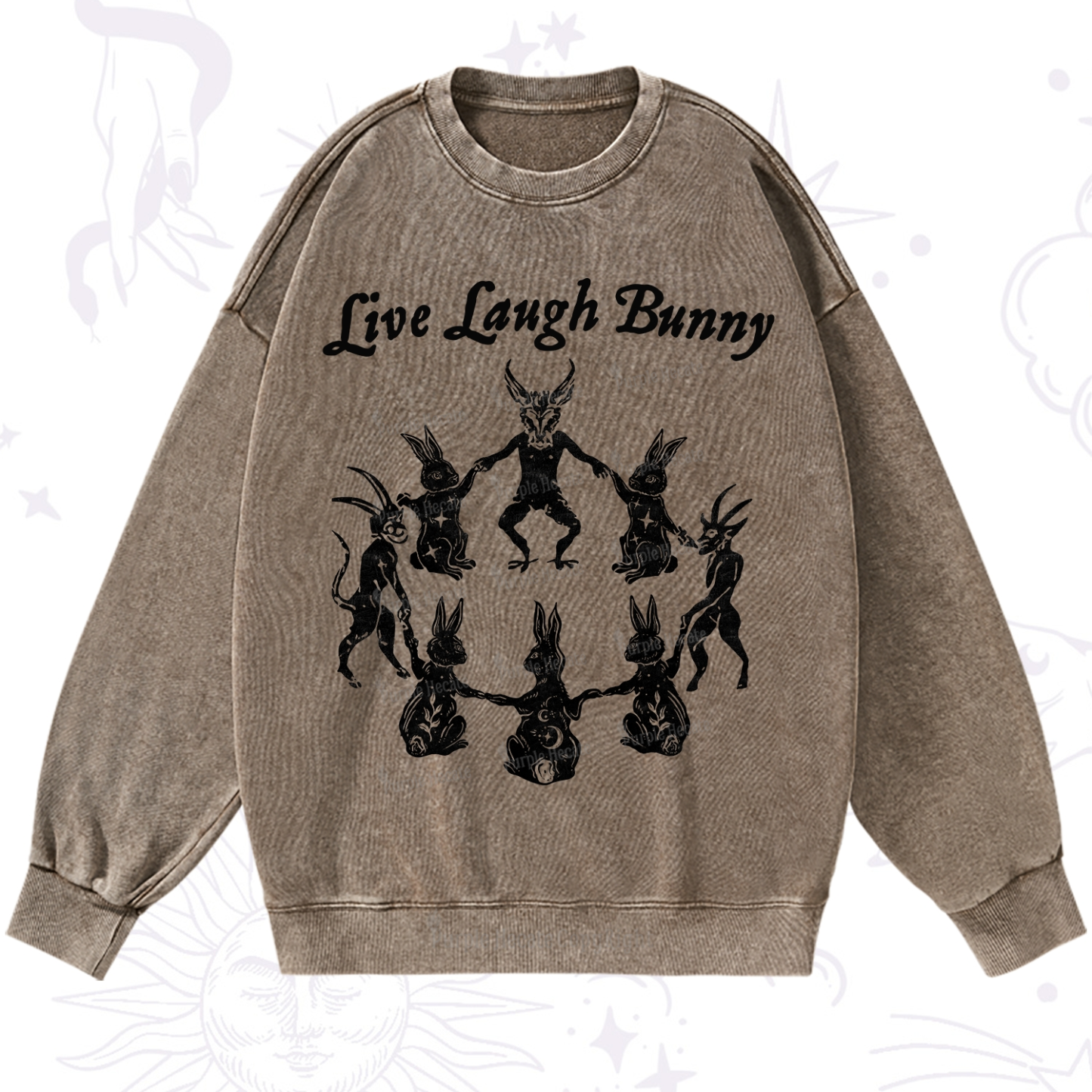 Purplehecate Live Laugh Bunny Washed Sweatshirt
