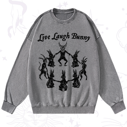 Purplehecate Live Laugh Bunny Washed Sweatshirt
