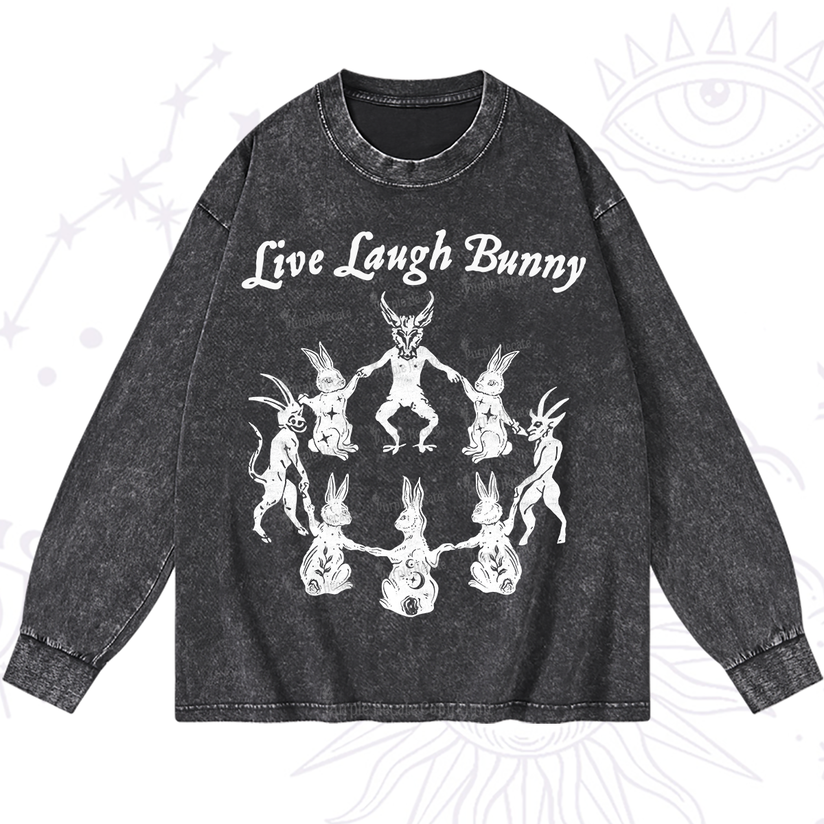 Purplehecate Live Laugh Bunny Washed Long Sleeve Shirt