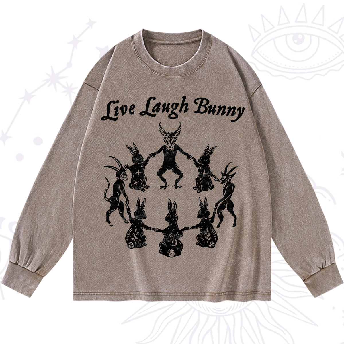 Purplehecate Live Laugh Bunny Washed Long Sleeve Shirt