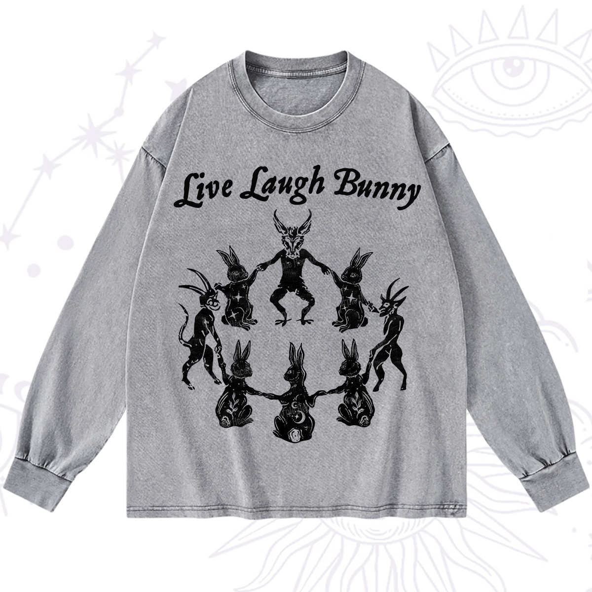 Purplehecate Live Laugh Bunny Washed Long Sleeve Shirt