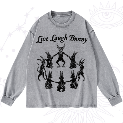 Purplehecate Live Laugh Bunny Washed Long Sleeve Shirt