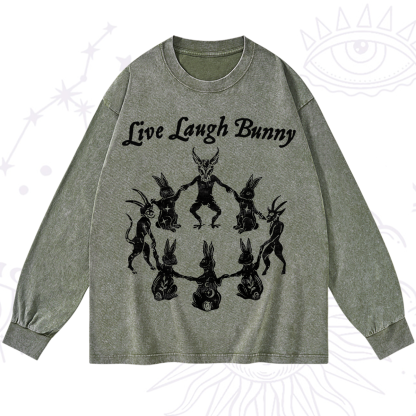 Purplehecate Live Laugh Bunny Washed Long Sleeve Shirt