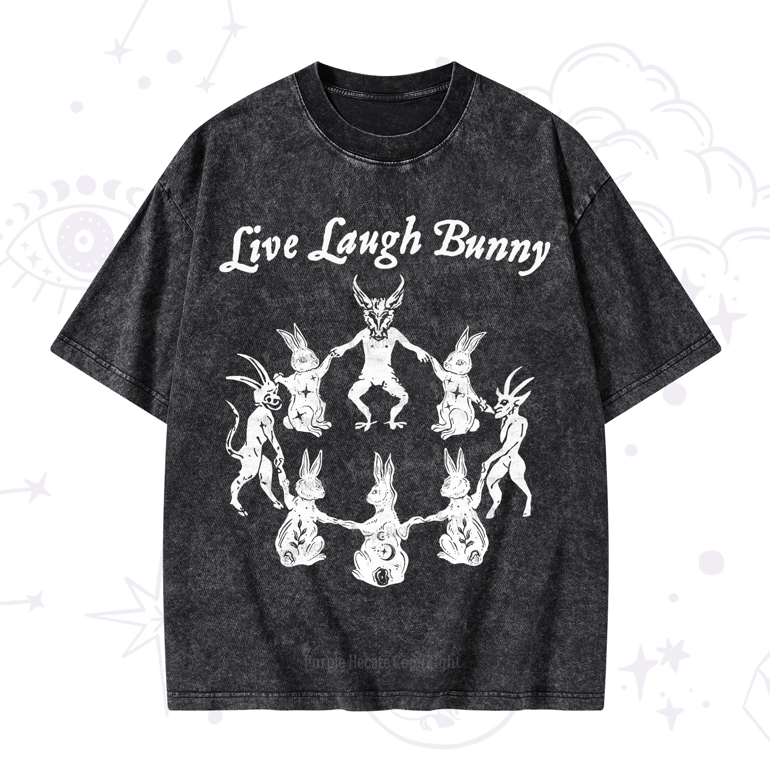 Purplehecate Live Laugh Bunny Washed T-Shirt