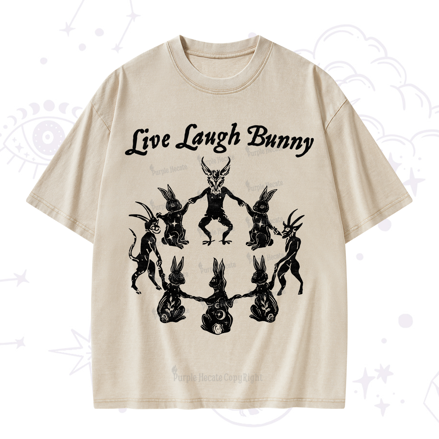 Purplehecate Live Laugh Bunny Washed T-Shirt