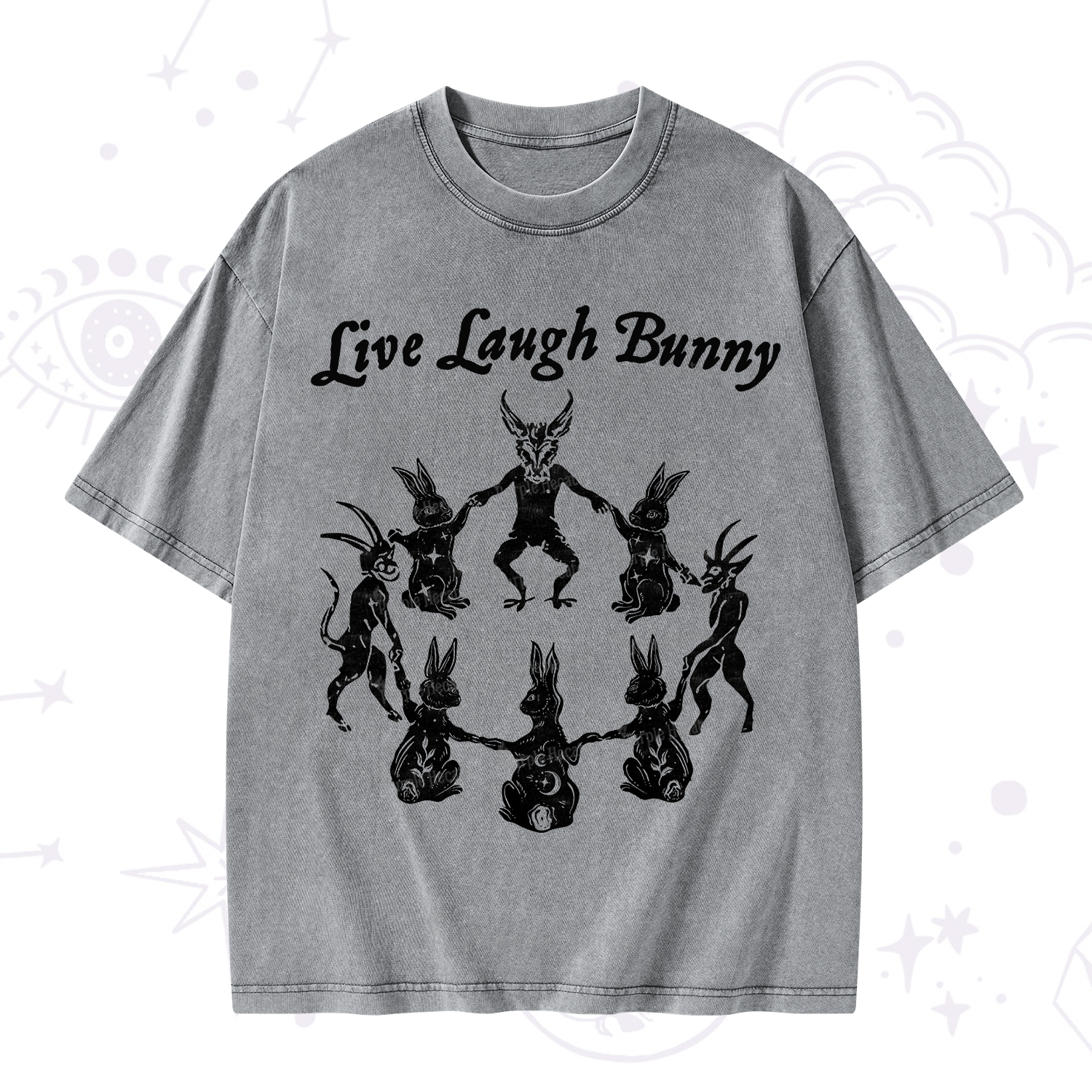 Purplehecate Live Laugh Bunny Washed T-Shirt