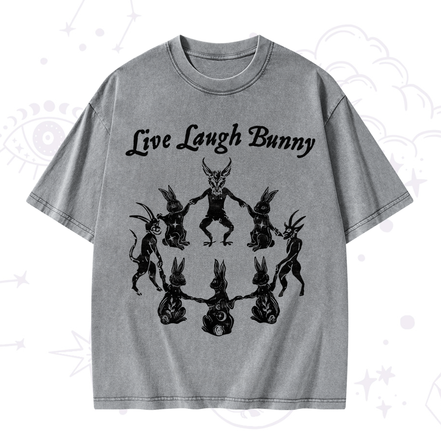 Purplehecate Live Laugh Bunny Washed T-Shirt