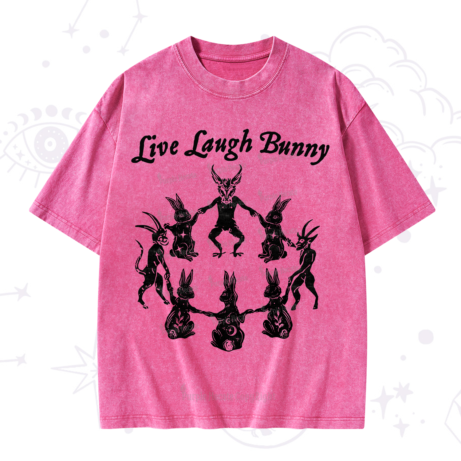 Purplehecate Live Laugh Bunny Washed T-Shirt