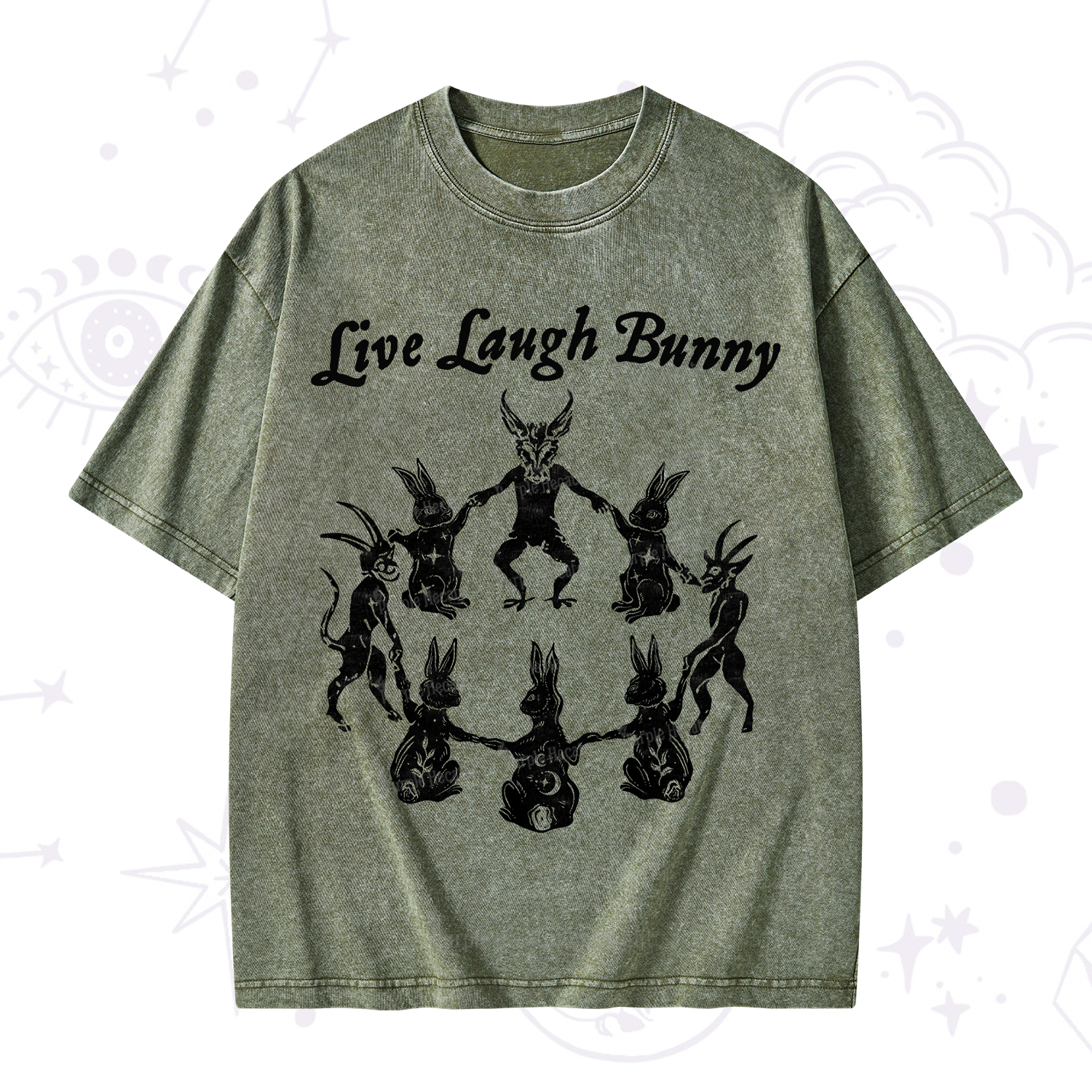 Purplehecate Live Laugh Bunny Washed T-Shirt