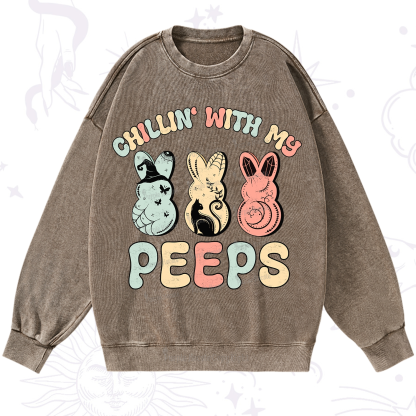 Purplehecate Chillin With My Peeps Washed Sweatshirt