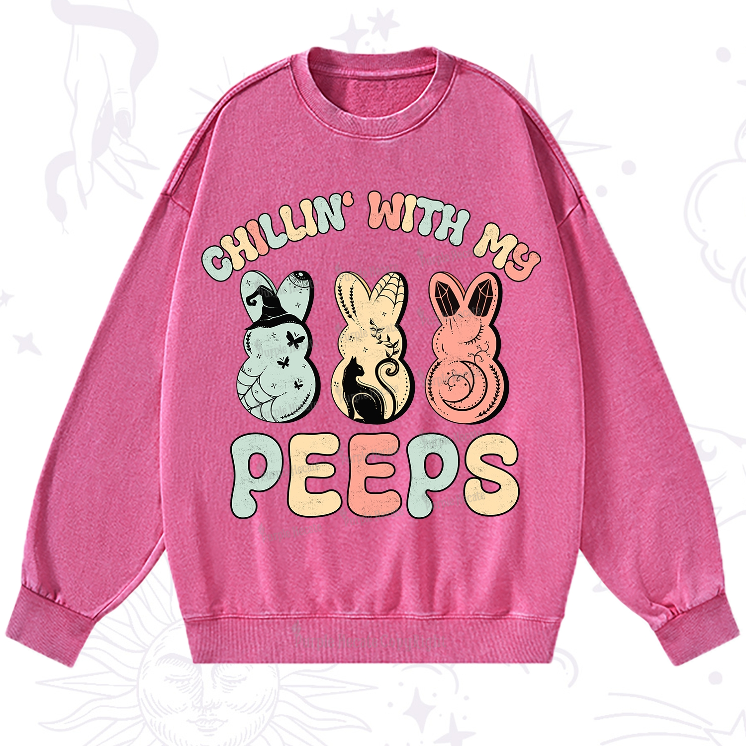 Purplehecate Chillin With My Peeps Washed Sweatshirt