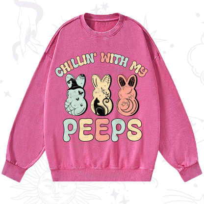 Purplehecate Chillin With My Peeps Washed Sweatshirt