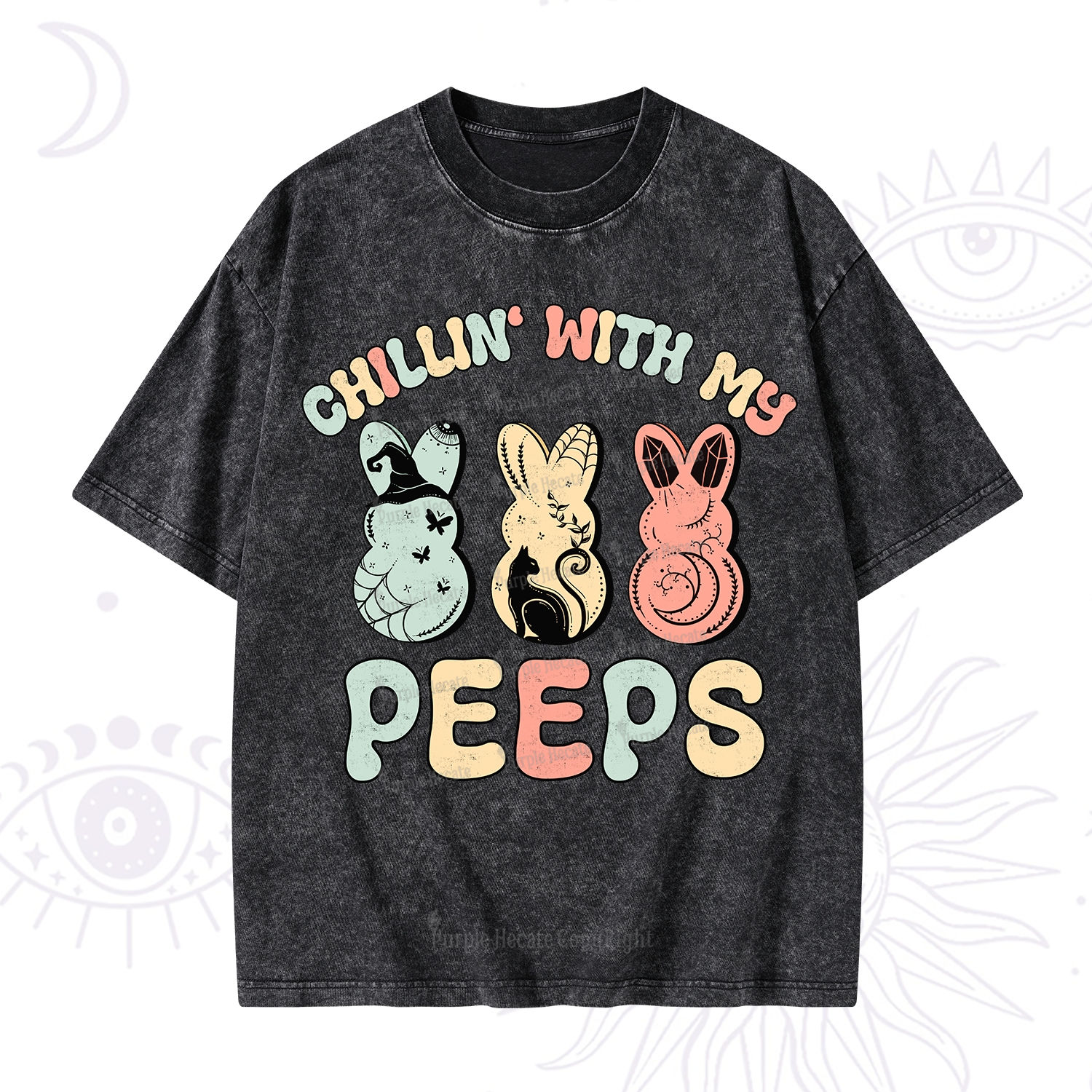Purplehecate Chillin With My Peeps Washed T-Shirt