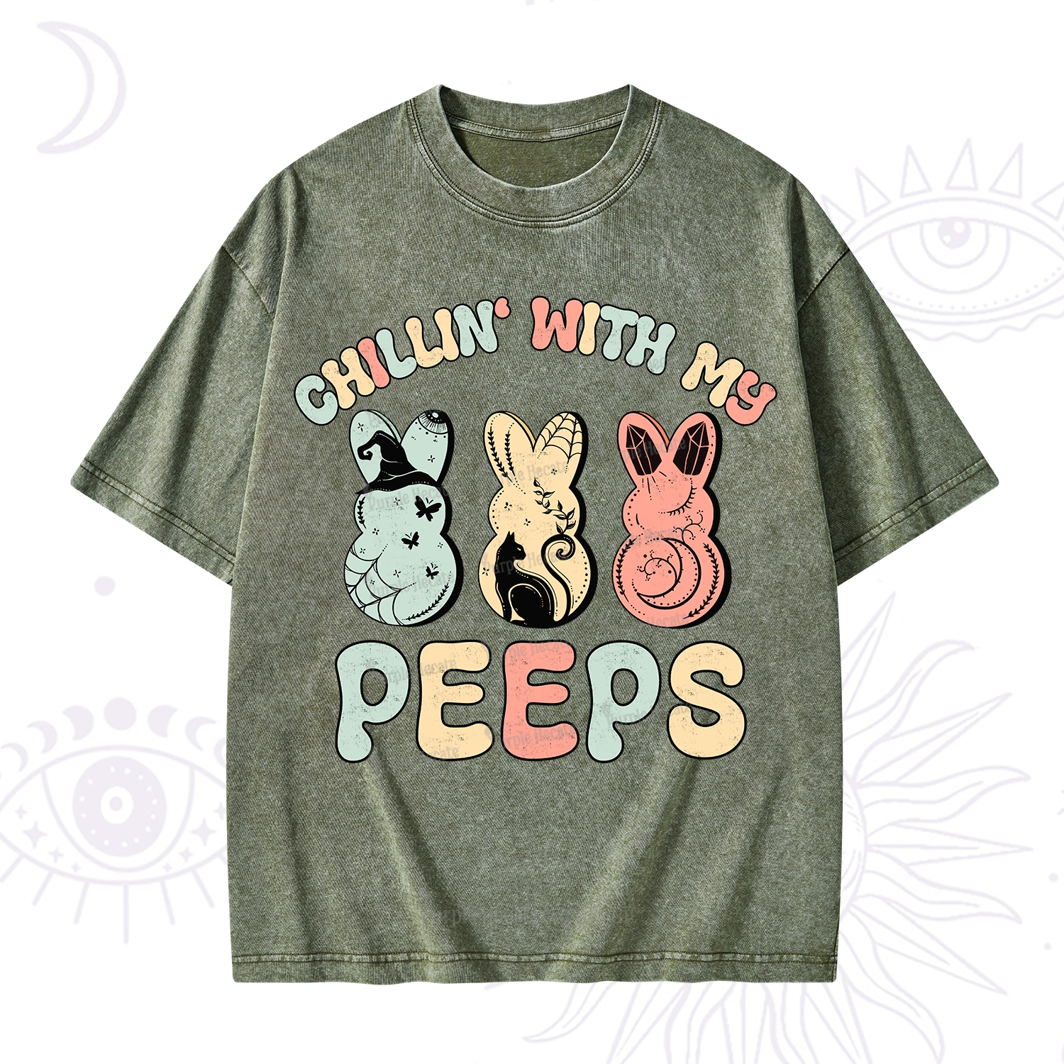 Purplehecate Chillin With My Peeps Washed T-Shirt