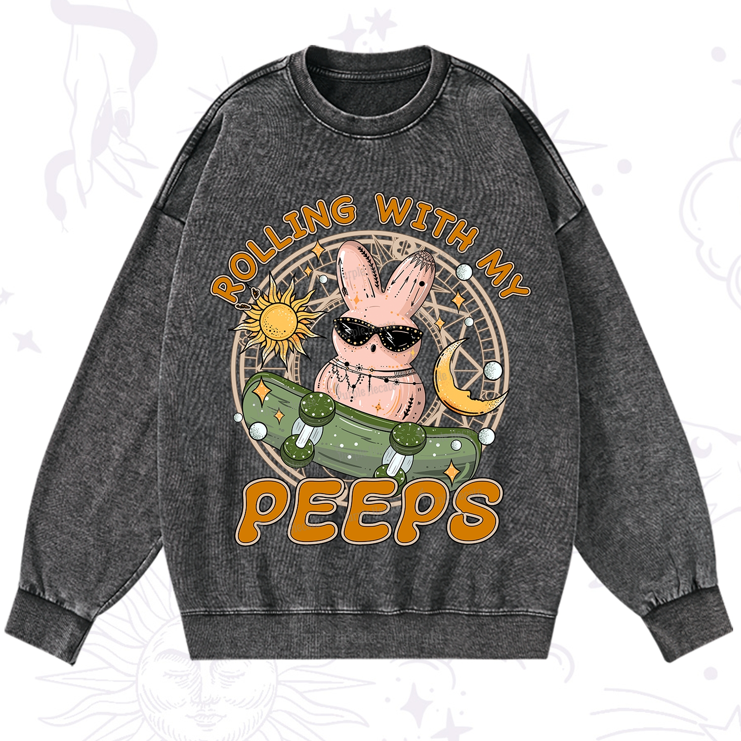 Purplehecate Rolling With My Peeps Washed Sweatshirt