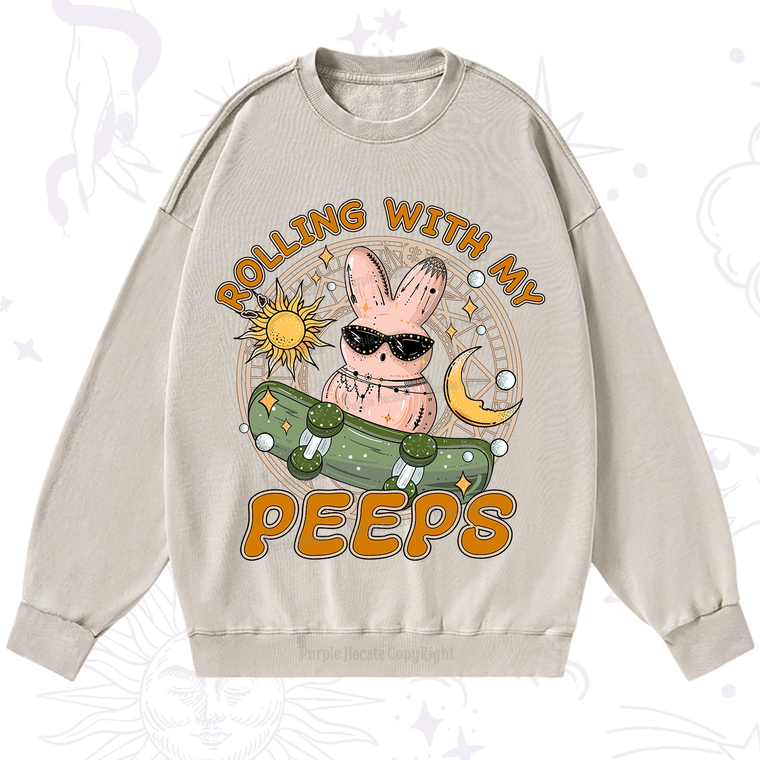 Purplehecate Rolling With My Peeps Washed Sweatshirt