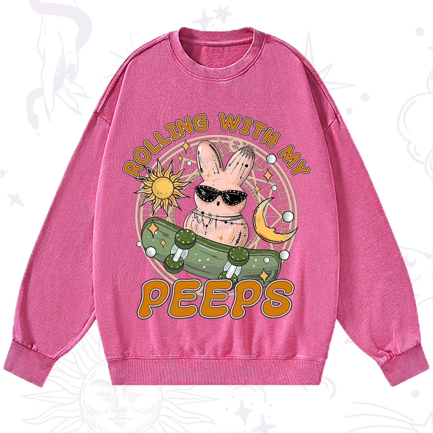 Purplehecate Rolling With My Peeps Washed Sweatshirt